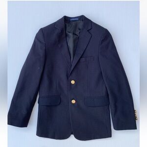 CHAPS Boys Sz 10 Navy Blue School Uniform Blazer Wool Blend Jacket